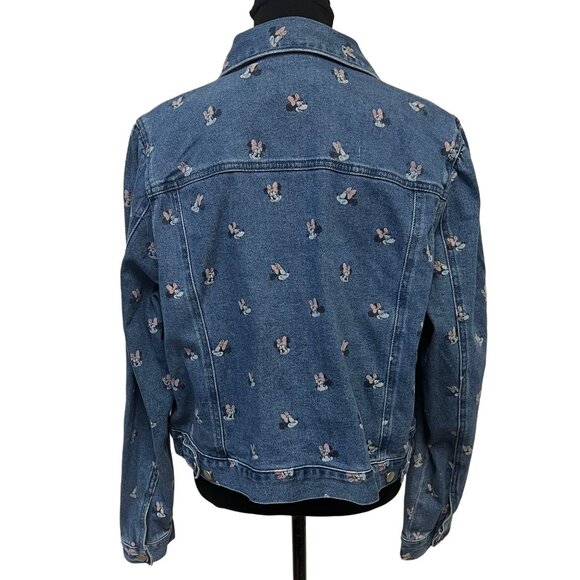 Disney Minnie Mouse Button Down Denim Jacket Collared Classic Jean Sweater XL - Picture 6 of 12